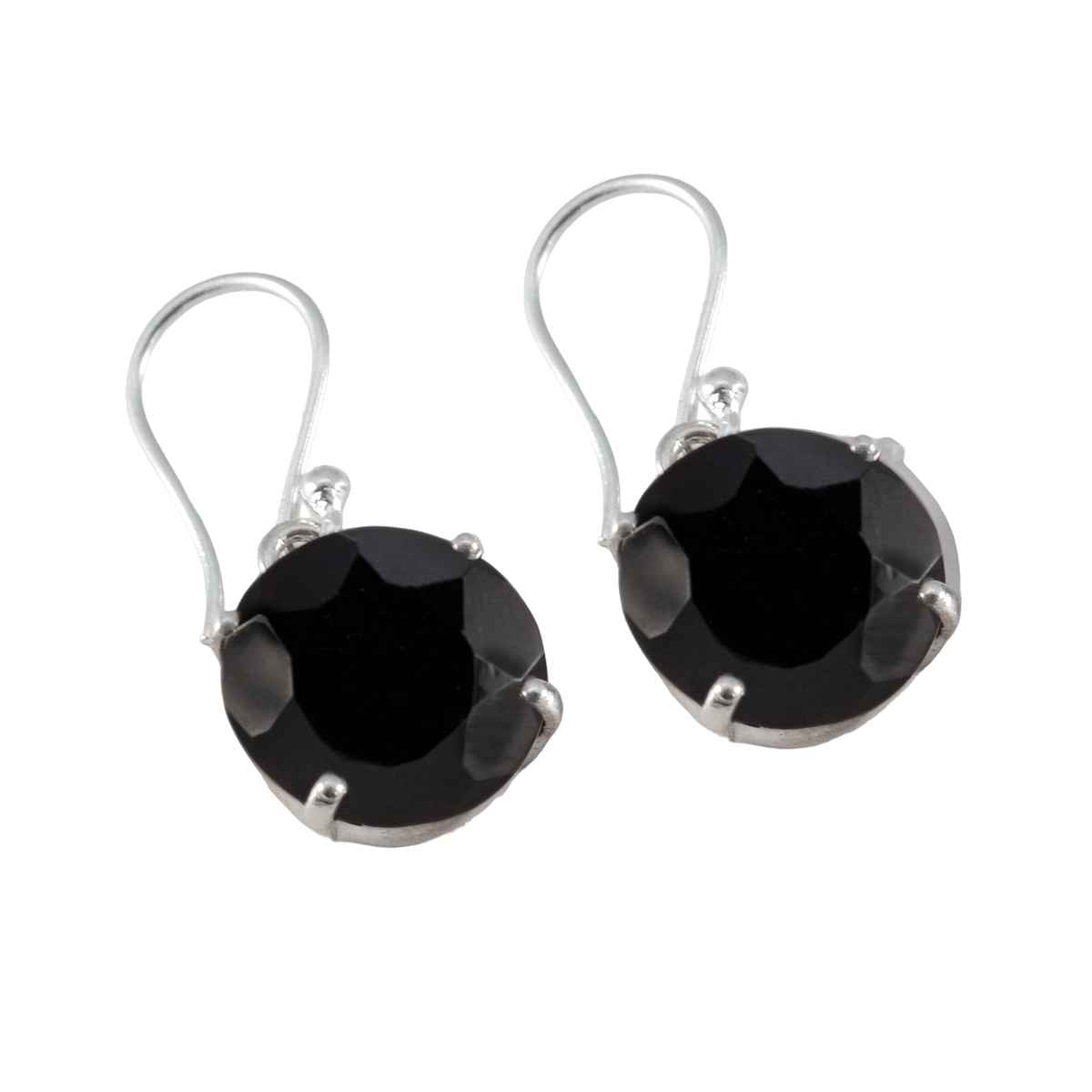 Black-Onyx-Italian-Stella-Solitaire-Dangle-Black-Silver-Earring