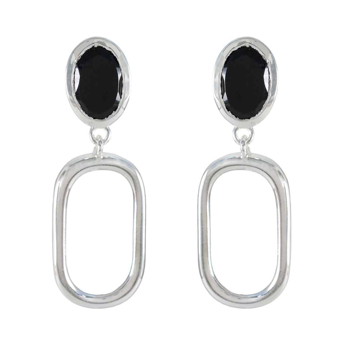 Schwarzer Onyx-Naher Osten-Teresa-Solitär-Ohrstecker-Schwarz-925-Silber-Ohrring Hauptbild