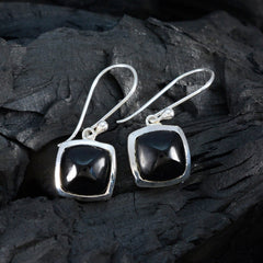 Schwarzer Onyx-Ägyptischer Hye-jin-Solitär-Ohrhänger-Schwarz-925-Sterling-Silber