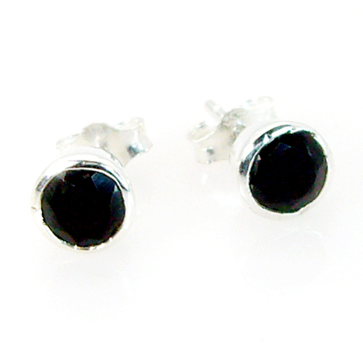 Black-Onyx-Korean-Seo-yeon-Solitaire-Stud-Black-925-Sterling-Silver-Earring Immagine principale del prodotto