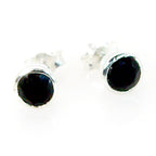 Black-Onyx-Korean-Seo-yeon-Solitaire-Stud-Black-925-Sterling-Silver-Earring