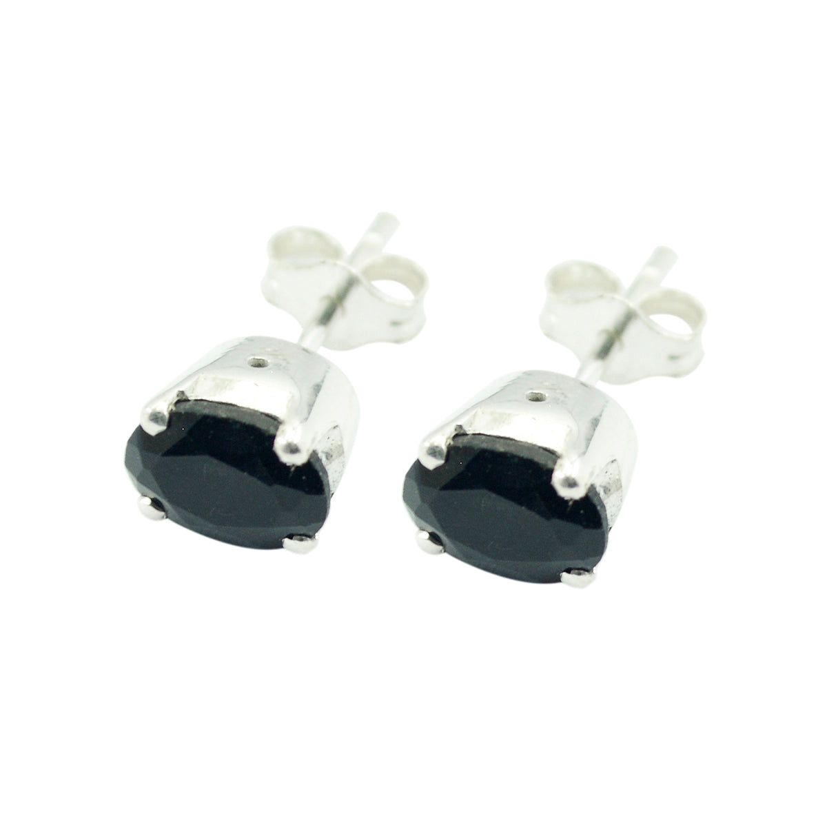 Black-Onyx-Australian-Victoria-Solitaire-Stud-Black-92.5-Silver-Earring Main image