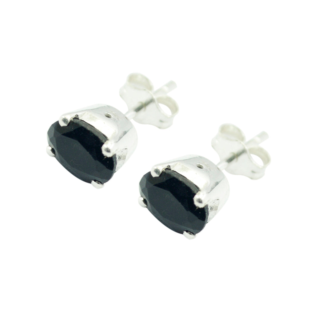 Black-Onyx-Australian-Victoria-Solitaire-Stud-Black-92.5-Silver-Earring