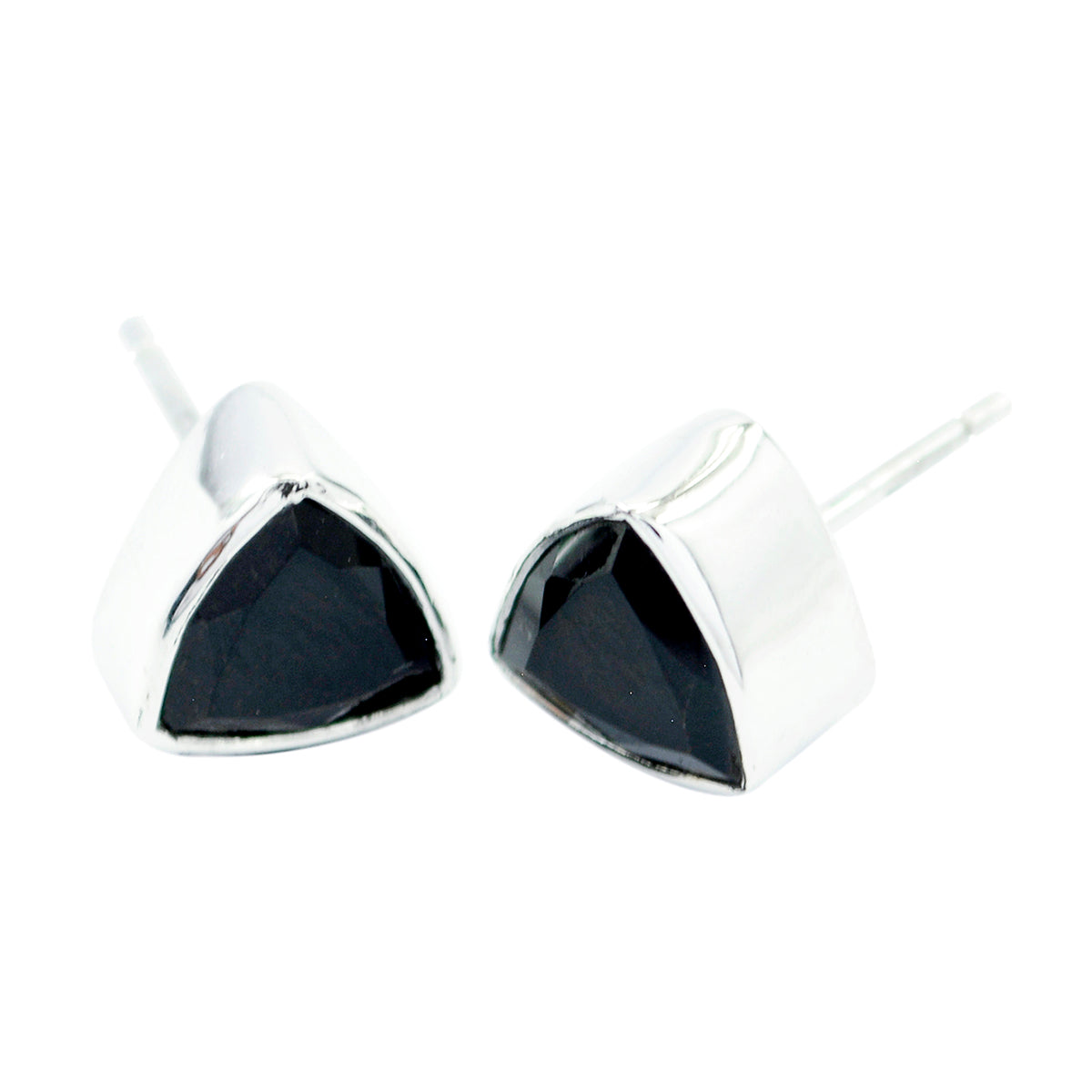 Schwarzer Onyx-Spanisches-Violett-Solitär-Ohrstecker-Schwarz-925-Silber-Ohrring Hauptbild