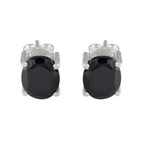 Black-Onyx-Korean-Addison-Solitaire-Stud-Black-Silver-Earring