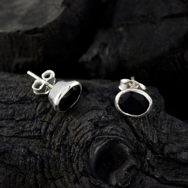 Black-Onyx-Russian-Aiko-Solitaire-Stud-Black-92.5-Silver-Earring