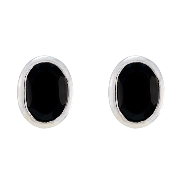 Black-Onyx-Russian-Aiko-Solitaire-Stud-Black-92.5-Silver-Earring