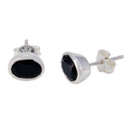 Black-Onyx-Russian-Aiko-Solitaire-Stud-Black-92.5-Silver-Earring