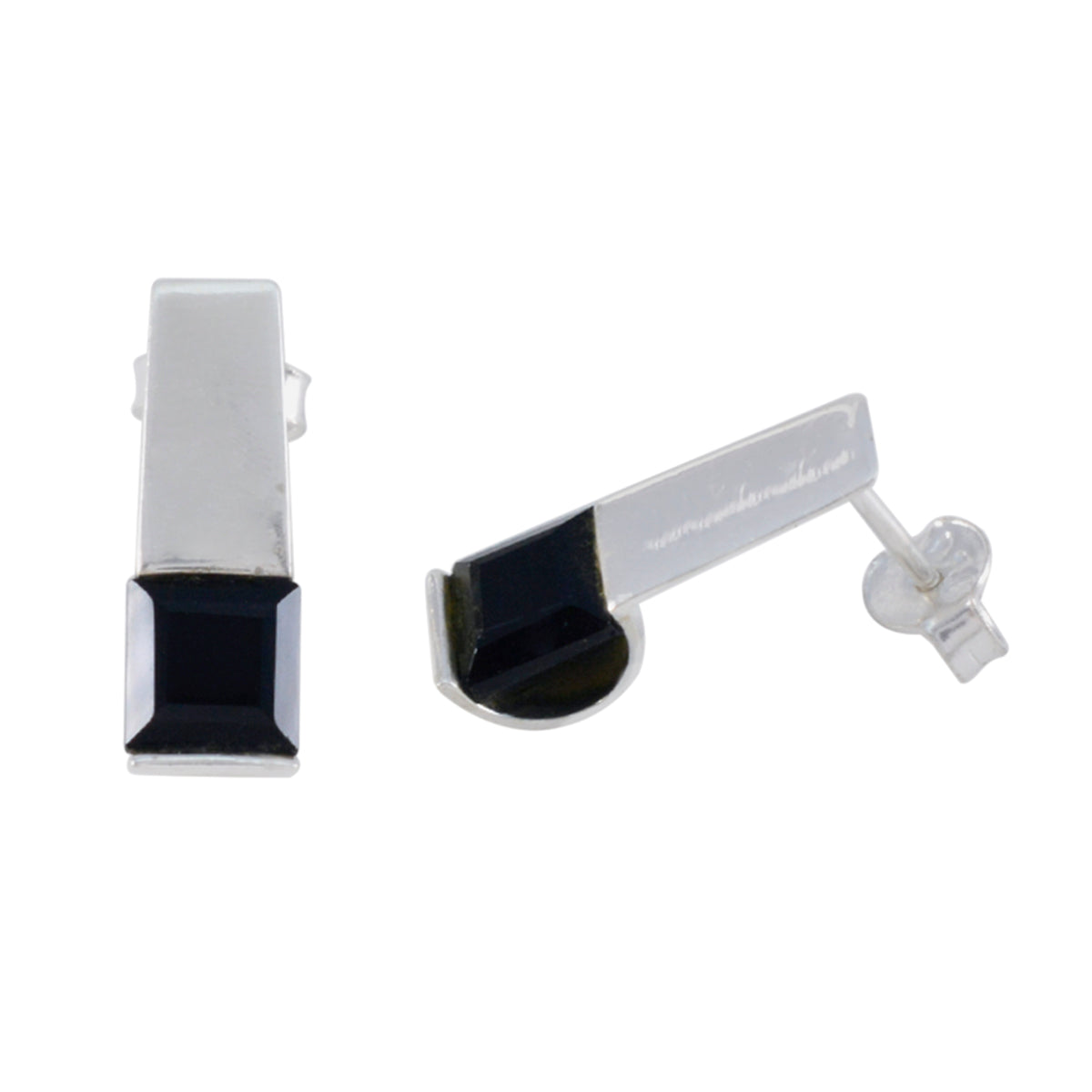 Black-Onyx-Italian-Kennedy-Solitaire-Stud-Black-92.5-Silver-Earring