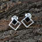 Black-Onyx-Japanese-Yuna-Solitaire-Stud-Black-925-Silver-Earring