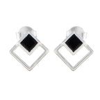 Black-Onyx-Japanese-Yuna-Solitaire-Stud-Black-925-Silver-Earring