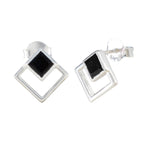 Black-Onyx-Japanese-Yuna-Solitaire-Stud-Black-925-Silver-Earring