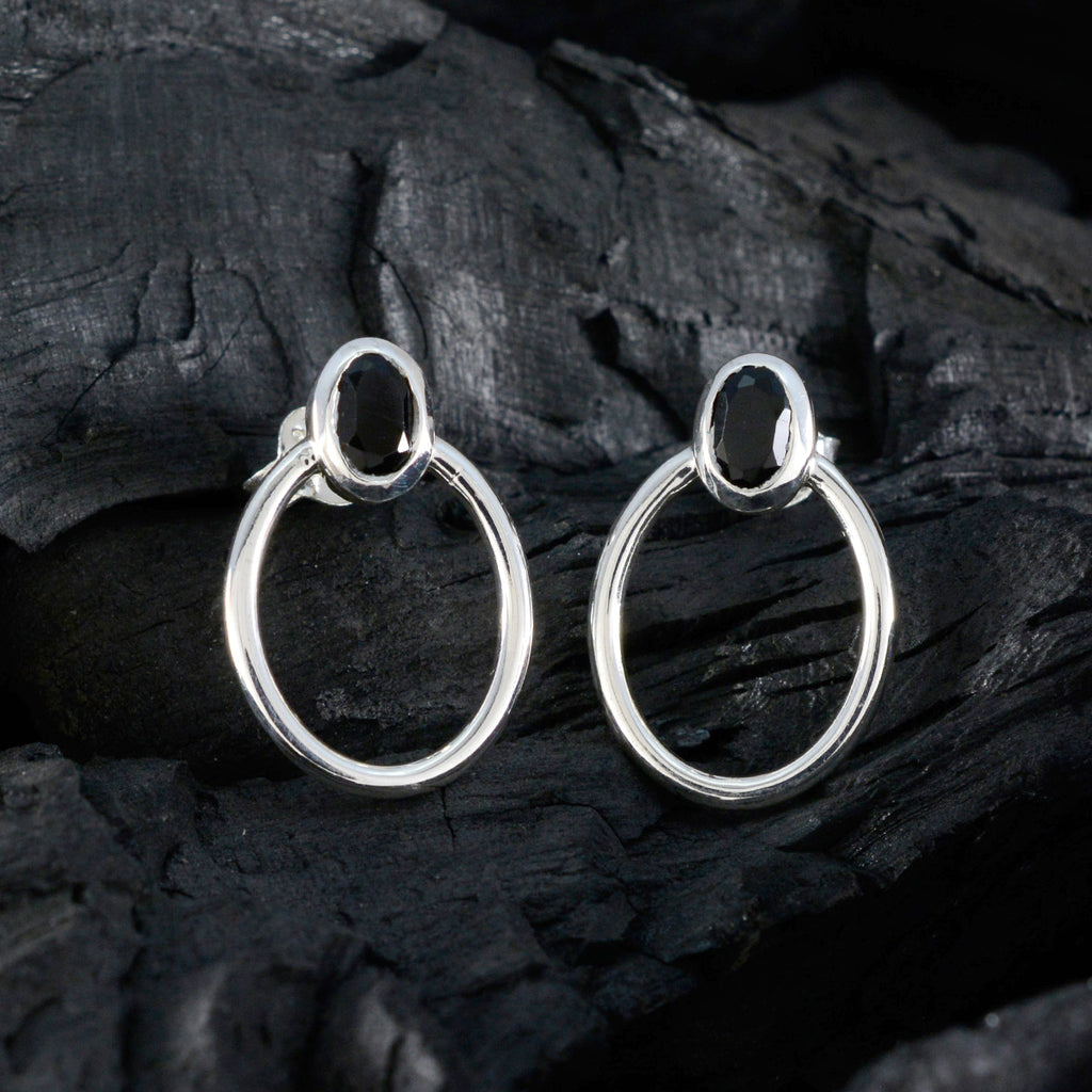 Black-Onyx-Middle-Eastern-Nora-Solitaire-Stud-Black-Silver-Earring