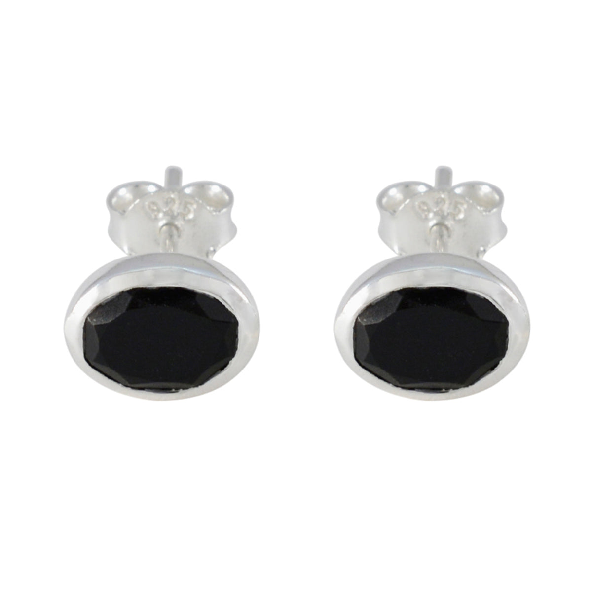 Black-Onyx-Korean-Haruka-Solitaire-Stud-Black-925-Sterling-Silver-Earring Main image