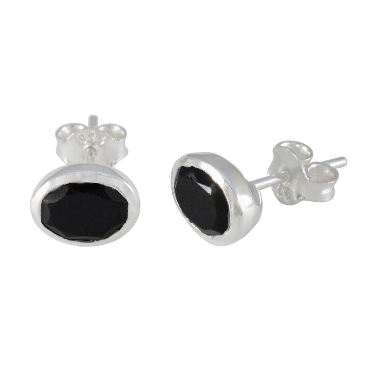 Black Onyx Korean Haruka Solitaire Stud Black 925 Sterling Silver Earring Secondary image