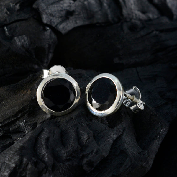 Black-Onyx-American-Seo-yeon-Solitaire-Stud-Black-925-Sterling-Silver-Earring