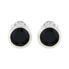 Black-Onyx-American-Seo-yeon-Solitaire-Stud-Black-925-Sterling-Silver-Earring