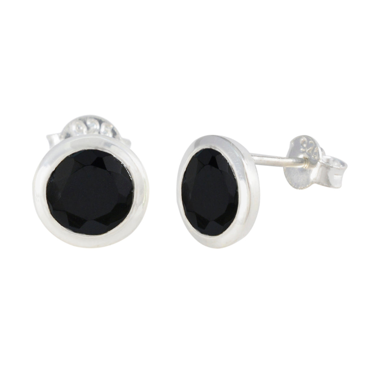 Boucles d'oreilles à tige en argent sterling 925 et onyx noir, style américain Seo-yeon Image secondaire du produit