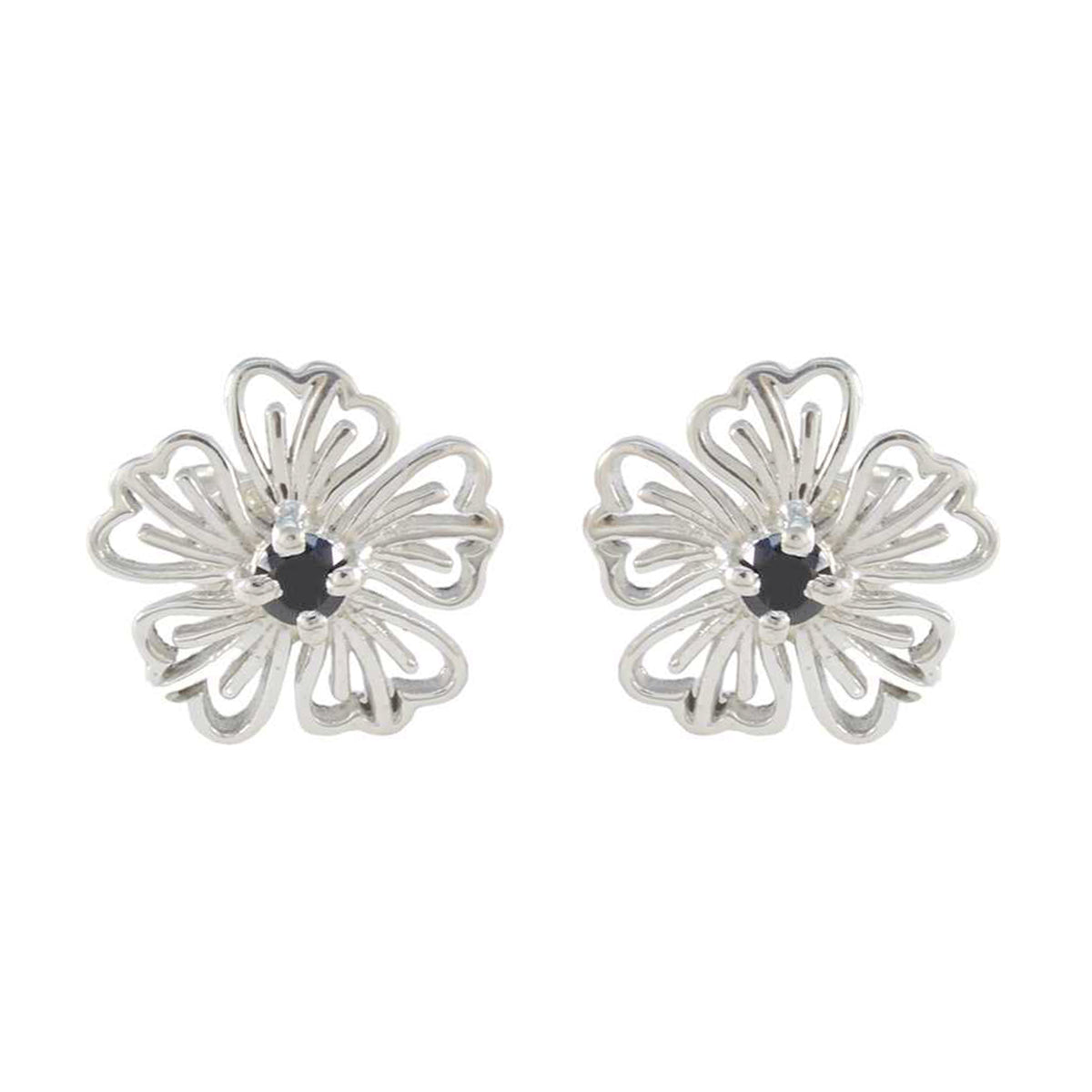 Black-Onyx-American-Bruna-Solitaire-Stud-Black-92.5-Silver-Earring Hoofdafbeelding