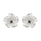 Black-Onyx-American-Bruna-Solitaire-Stud-Black-92.5-Silver-Earring