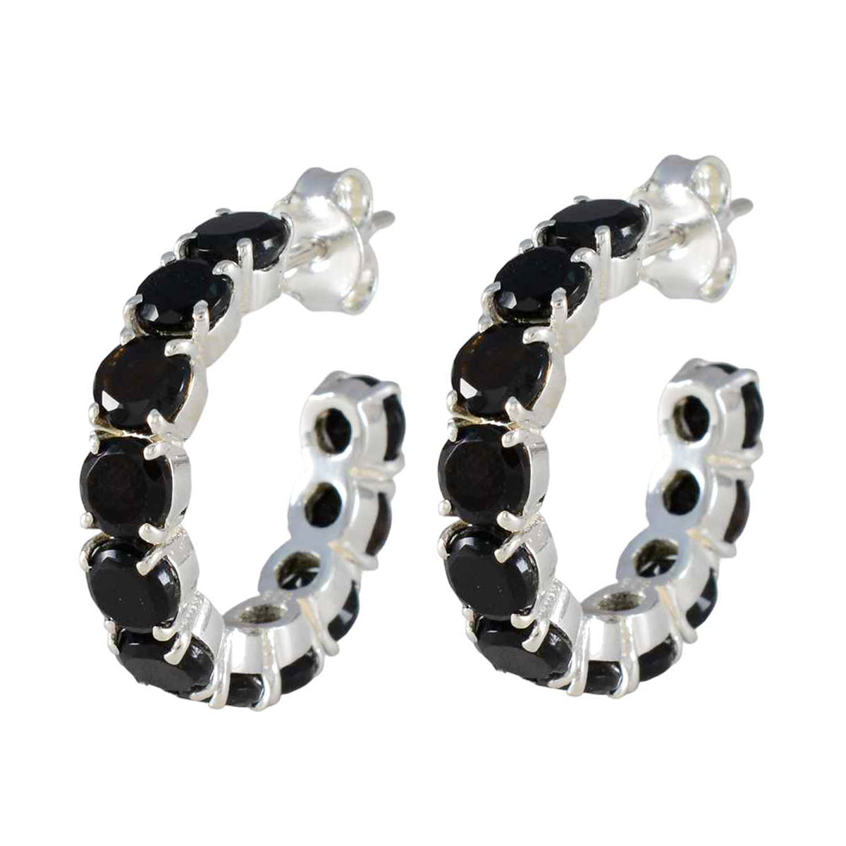 Black-Onyx-French-Fernanda-multiple-Stud-Black-Silver-Earring