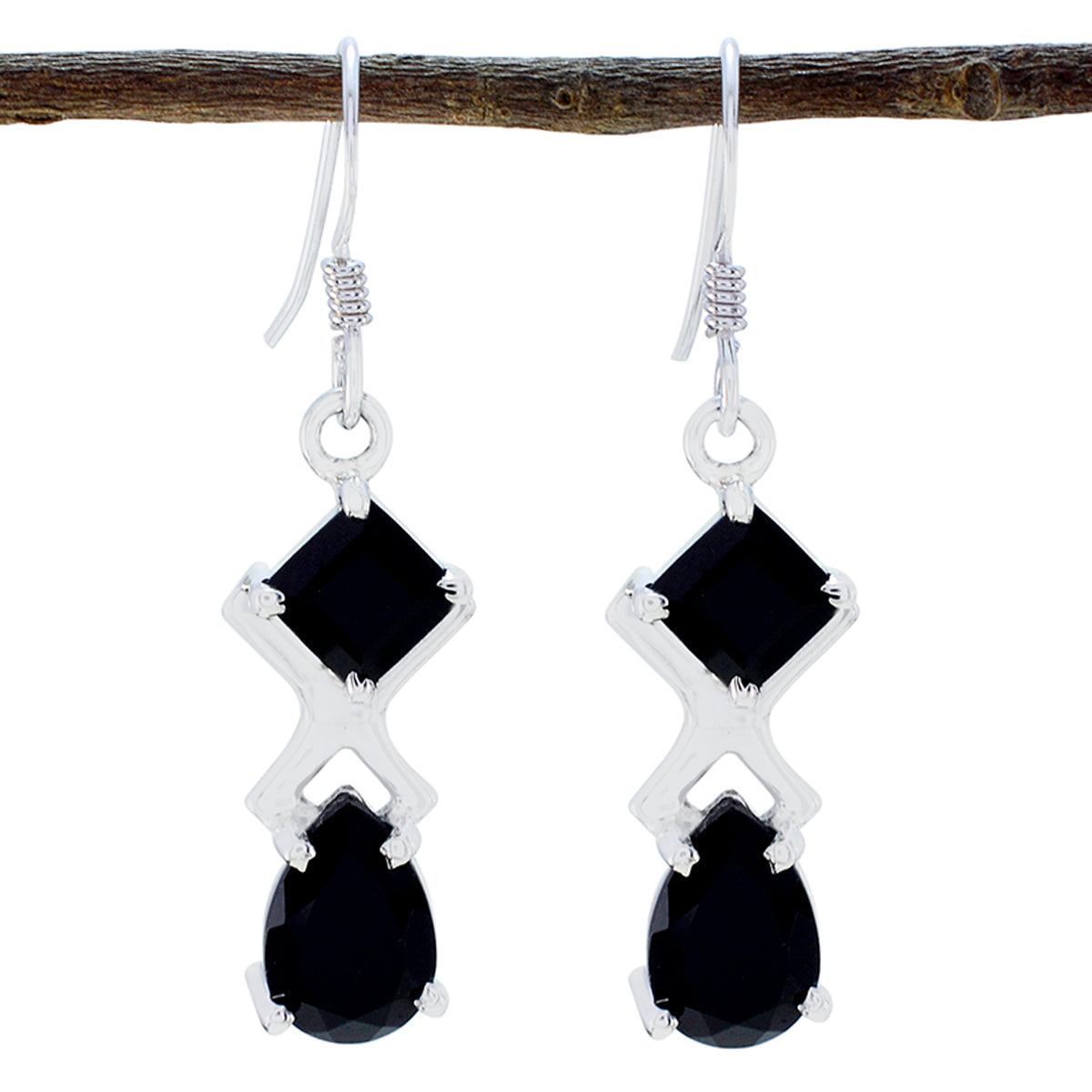 Black-Onyx-German-Rosa-multiple-Dangle-Black-92.5-Silver-Earring