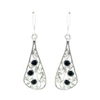 Black-Onyx-Korean-Paula-multiple-Dangle-Black-92.5-Silver-Earring