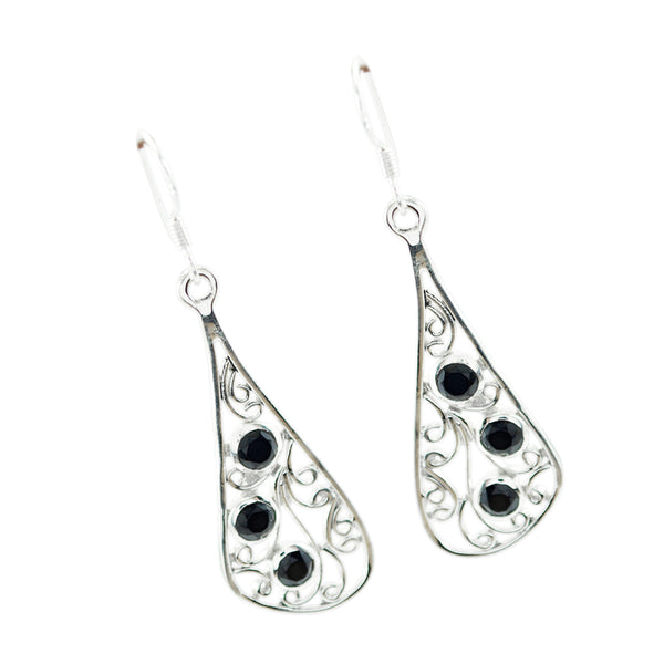 Black-Onyx-Korean-Paula-multiple-Dangle-Black-92.5-Silver-Earring