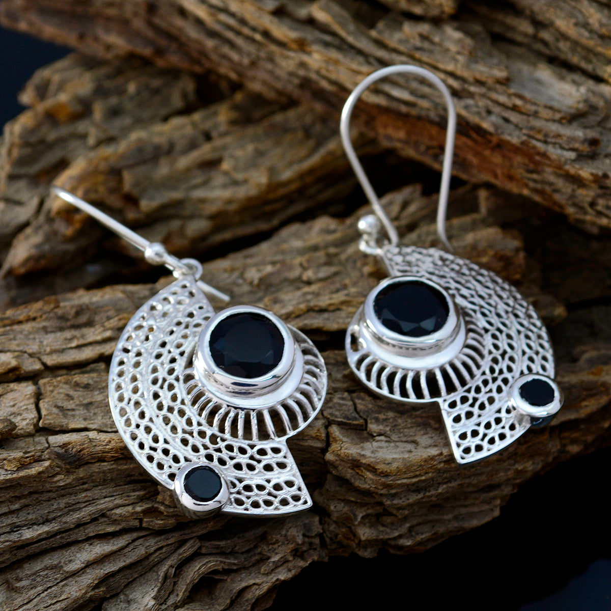 Black-Onyx-Turkish-Giulia-multiple-Dangle-Black-925-Silver-Earring