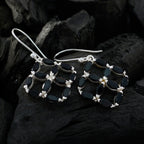 Black-Onyx-Italian-Dayana-multiple-Dangle-Black-Silver-Earring
