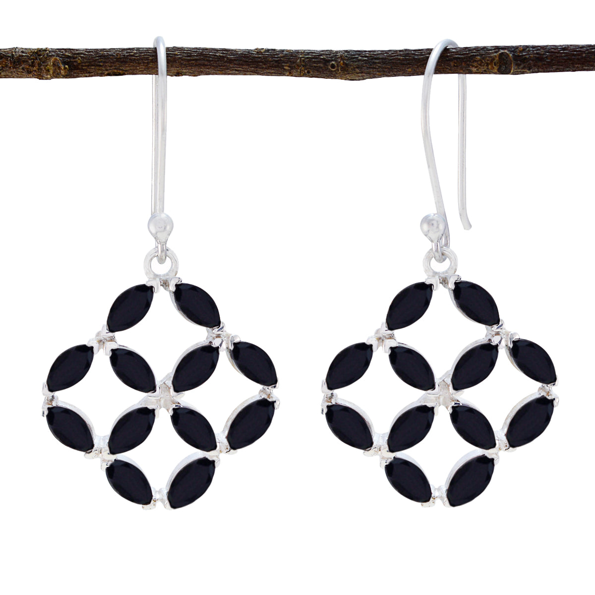 Black-Onyx-Italian-Dayana-multiple-Dangle-Black-Silver-Earring