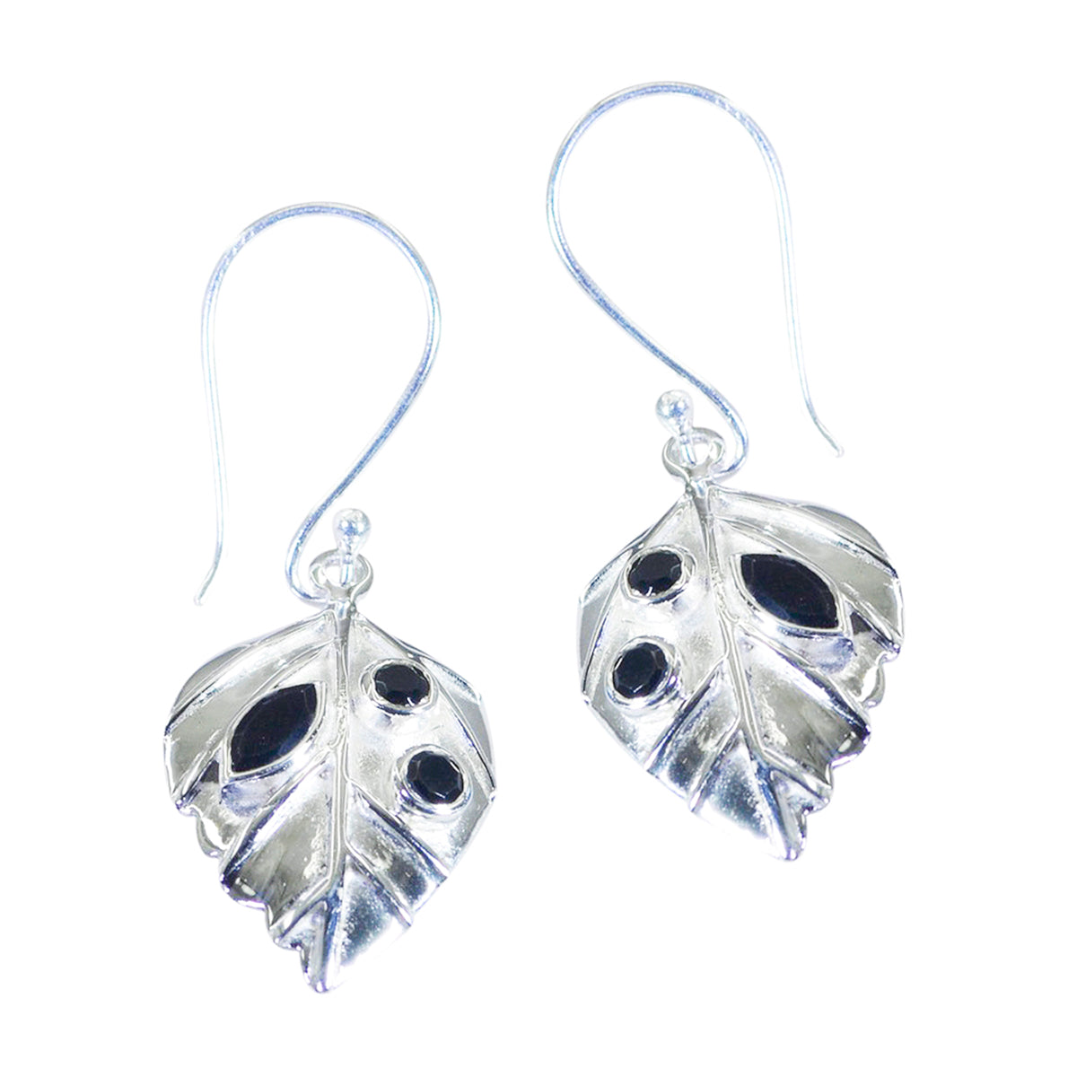 Black-Onyx-Egyptian-Chen-multiple-Dangle-Black-925-Sterling-Silver-Earring Immagine principale del prodotto