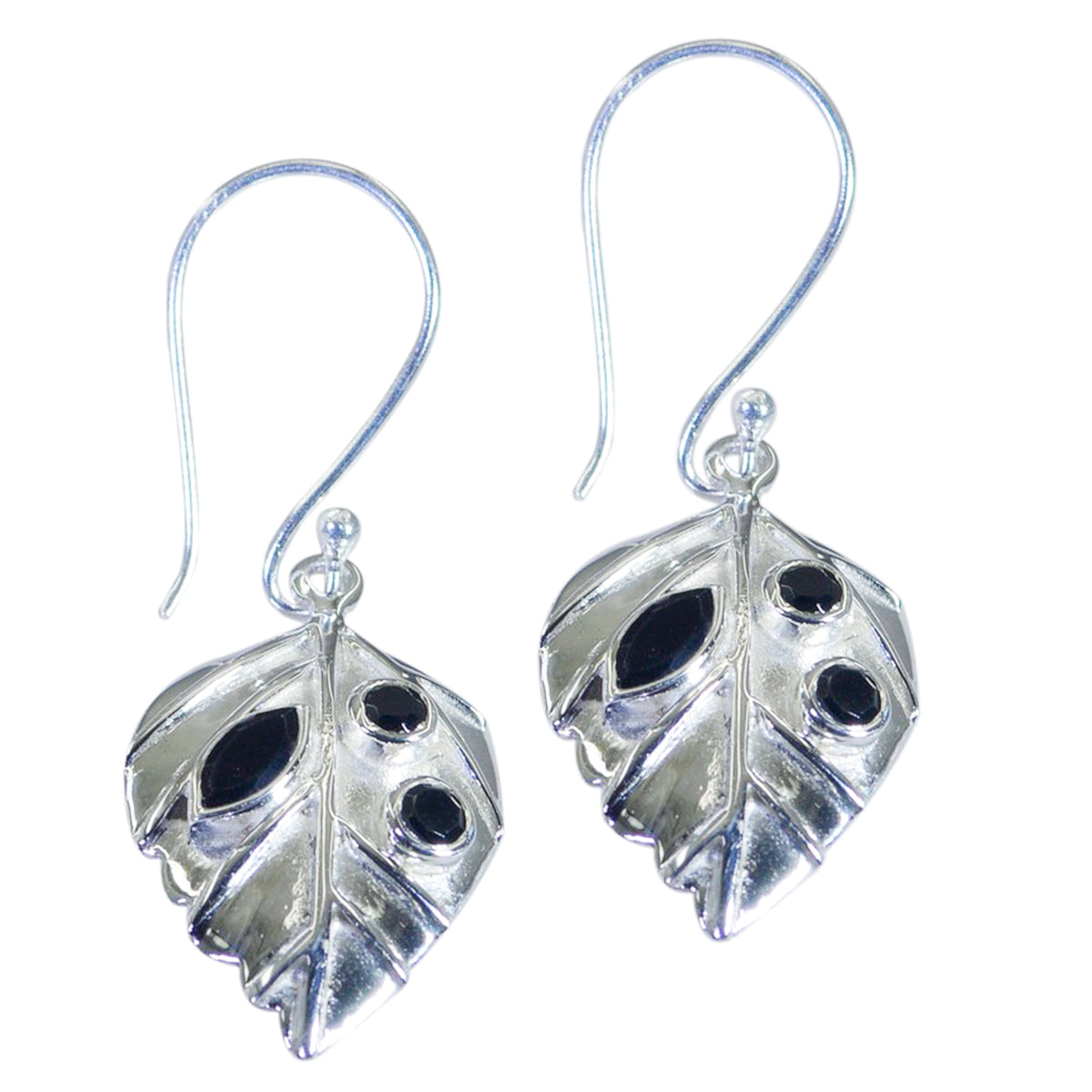 Orecchini pendenti multipli in argento sterling 925 nero con onice nero egiziano Chen Immagine secondaria del prodotto