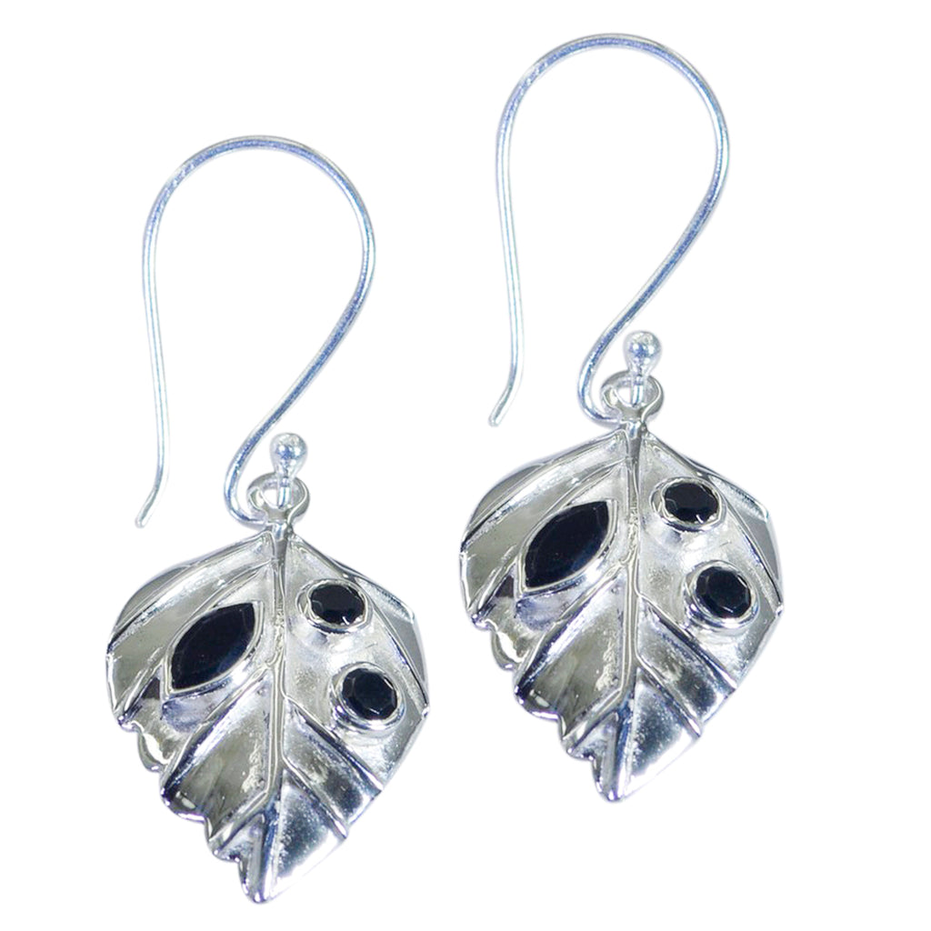 Black-Onyx-Egyptian-Chen-multiple-Dangle-Black-925-Sterling-Silver-Earring