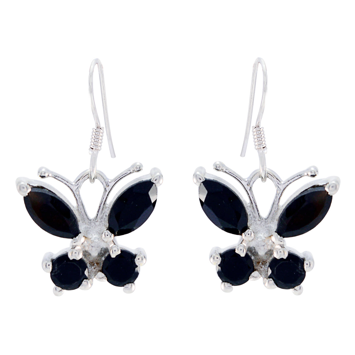 Black-Onyx-American-Emi-multiple-Dangle-Black-925-Silver-Earring Huvudsaklig produktbild