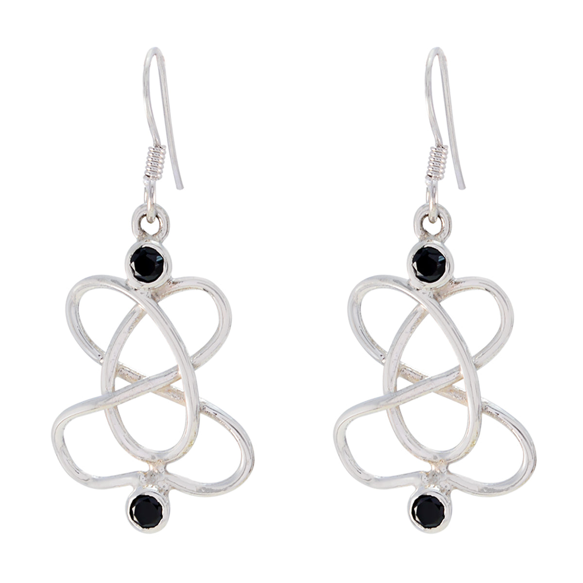 Black-Onyx-Korean-Eun-ji-multiple-Dangle-Black-925-Sterling-Silver-Earring Main image