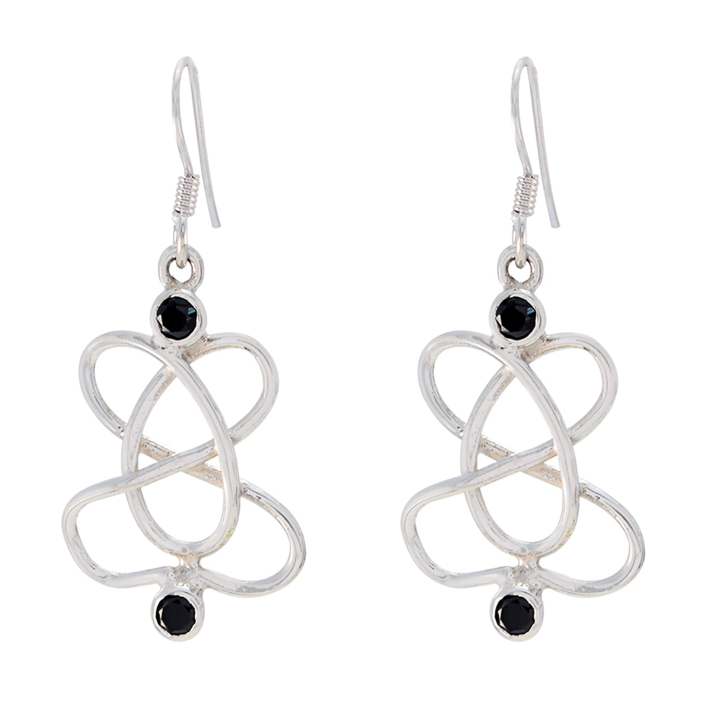 Black-Onyx-Korean-Eun-ji-multiple-Dangle-Black-925-Sterling-Silver-Earring