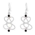 Black-Onyx-Korean-Eun-ji-multiple-Dangle-Black-925-Sterling-Silver-Earring