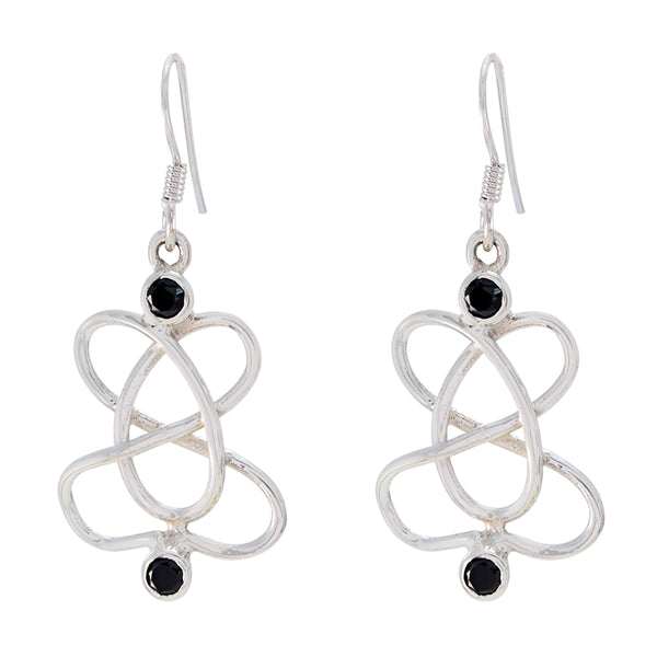 Black-Onyx-Korean-Eun-ji-multiple-Dangle-Black-925-Sterling-Silver-Earring