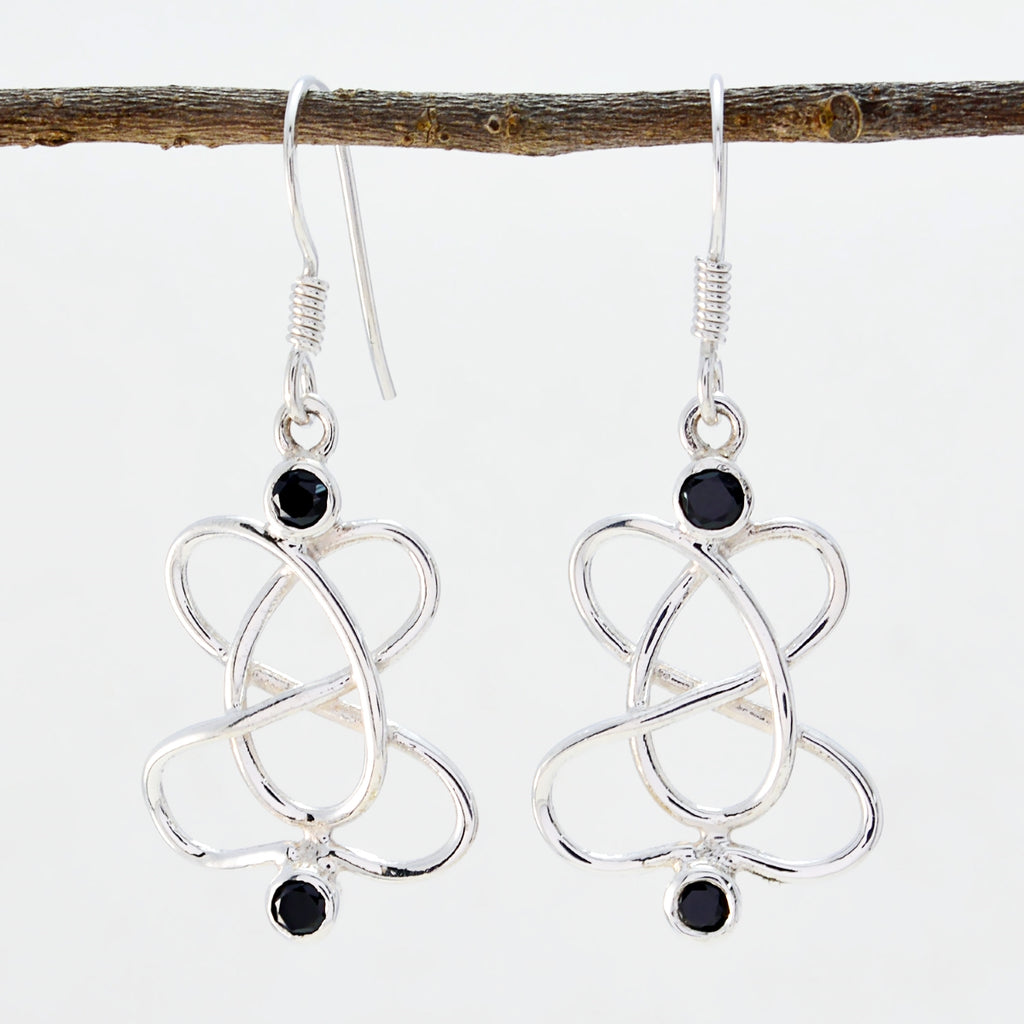Black-Onyx-Korean-Eun-ji-multiple-Dangle-Black-925-Sterling-Silver-Earring