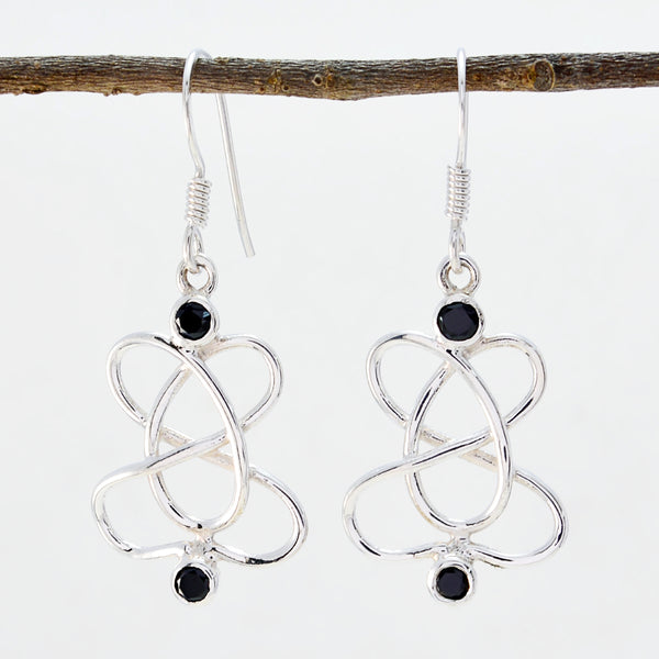 Black-Onyx-Korean-Eun-ji-multiple-Dangle-Black-925-Sterling-Silver-Earring