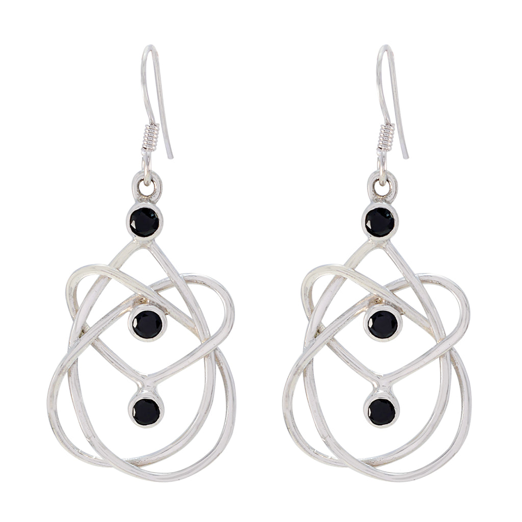 Black-Onyx-American-Marie-multiple-Dangle-Black-92.5-Silver-Earring