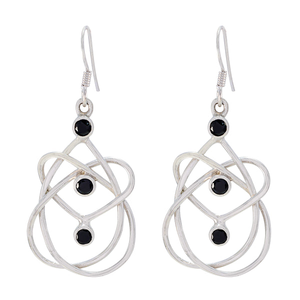 Black-Onyx-American-Marie-multiple-Dangle-Black-92.5-Silver-Earring