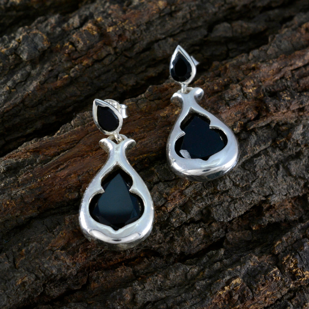 Black-Onyx-Egyptian-Ellie-Toi-et-Moi-Stud-Black-925-Sterling-Silver-Earring