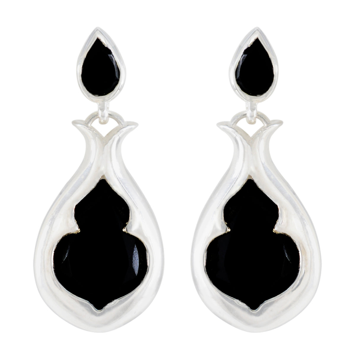 Black-Onyx-Egyptian-Ellie-Toi-et-Moi-Stud-Black-925-Sterling-Silver-Earring