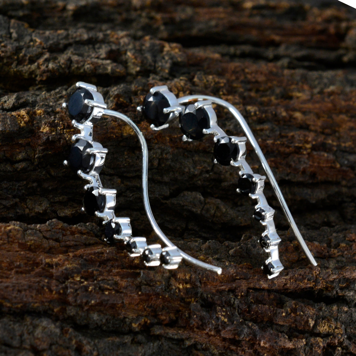 Black-Onyx-Japanese-Naomi-multiple-EarCuff-Black-925-Sterling-Silver-Earring