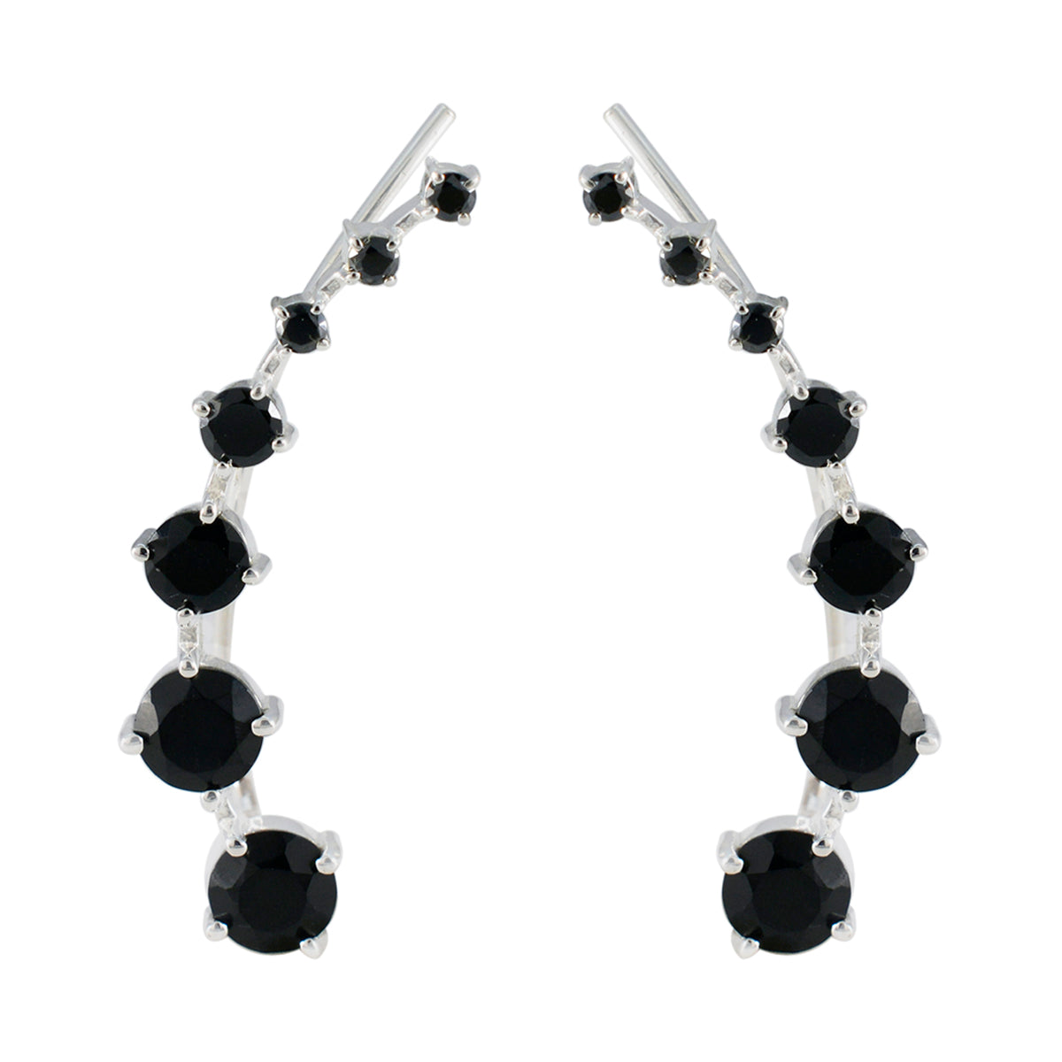 Black-Onyx-Japanese-Naomi-multiple-EarCuff-Black-925-Sterling-Silver-Earring Main image