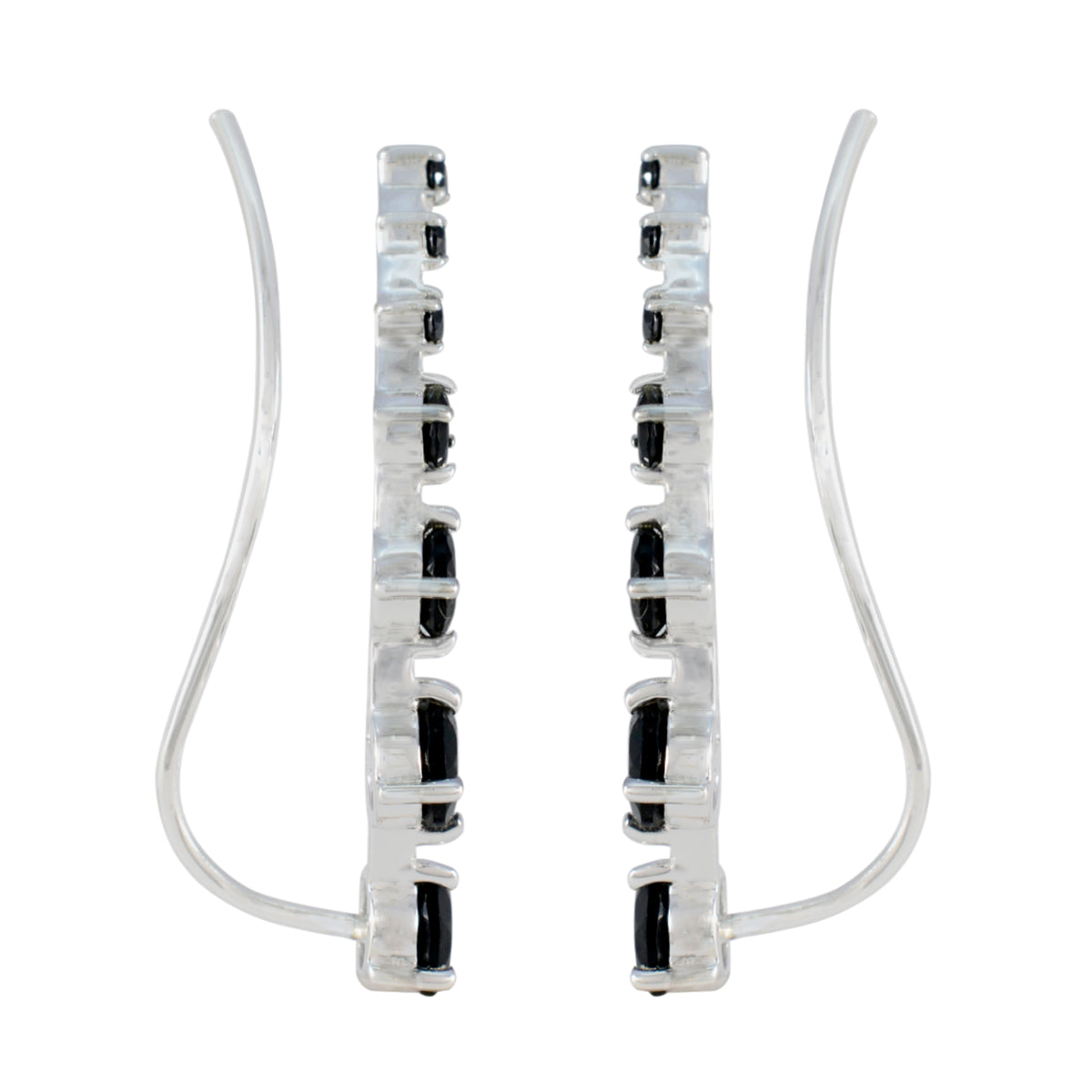 Boucles d'oreilles multiples Naomi japonaises en onyx noir et argent sterling 925 Image secondaire du produit