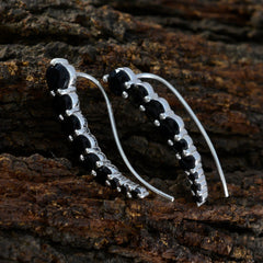 Black-Onyx-African-Yuki-multiple-EarCuff-Black-Silver-Earring