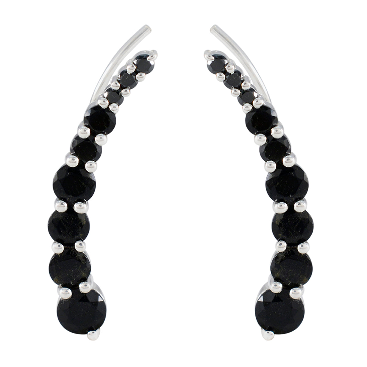 Black-Onyx-African-Yuki-multiple-EarCuff-Black-Silver-Earring